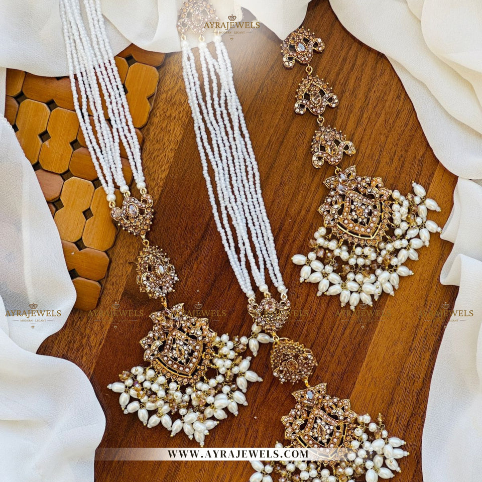 Nouratan Heavy Earrings with Sahare & Teeka – Traditional Bridal Set