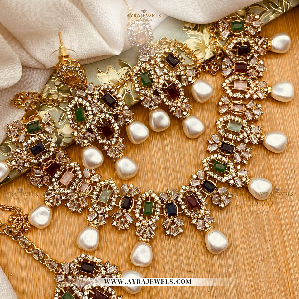Zarcon Party Wear Necklace with Earrings & Teeka – Elegant Wedding & Festive Jewellery