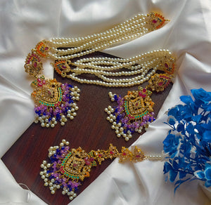 Nouratan Earrings with Heavy Sahare & Teeka – Traditional Bridal Earrings Set
