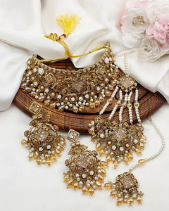 Zarcon Bridal Set – Necklace, Earrings, Teeka & Jhoomer – Traditional Wedding Jewellery