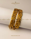 Exquisite Gold & Maroon Antique Bangle Set - Ayra Jewels