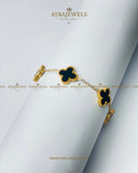 Elegant Gold & Black Clover Bracelet - Ayra Jewels