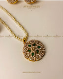 Luxury Pearl & Emerald Pendant Set - Ayra Jewels