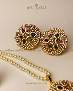 Luxury Pearl & Emerald Pendant Set - Ayra Jewels