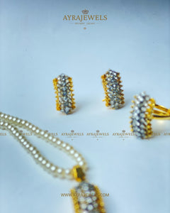Dazzling Pearl & Diamond-Studded Pendant Set - Ayra Jewels