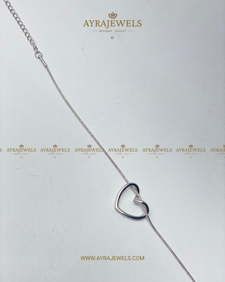 Silver Heart Bangle for Women | Elegant Open-Cuff Bracelet