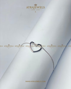 Silver Heart Bangle for Women | Elegant Open-Cuff Bracelet
