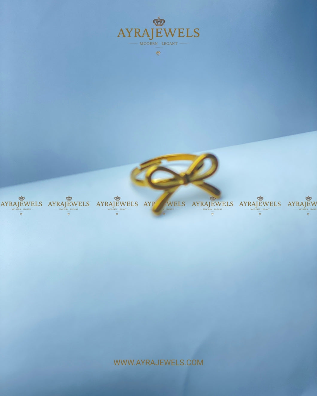 Golden Bow Ring for Women | Dainty Ribbon Design Gold-Plated Jewelry