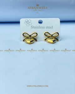 Stainless Steel Heart and Bow Studs | Dainty Mixed Pair Earrings for Women