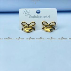 Stainless Steel Heart and Bow Studs